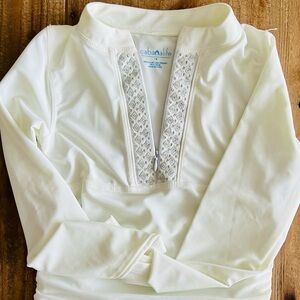 Cabana Life Girls White Swim Cover-up Rash-guard 7-8 NWT please see description